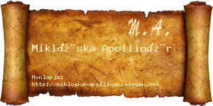 Miklóska Apollinár névjegykártya